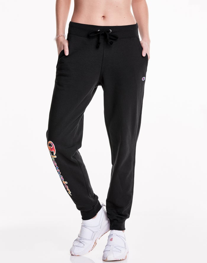 Champion Joggingbroek Dames - Zwart - Powerblend Fleece Liquid Filled script Logo ( 524173-YDW )